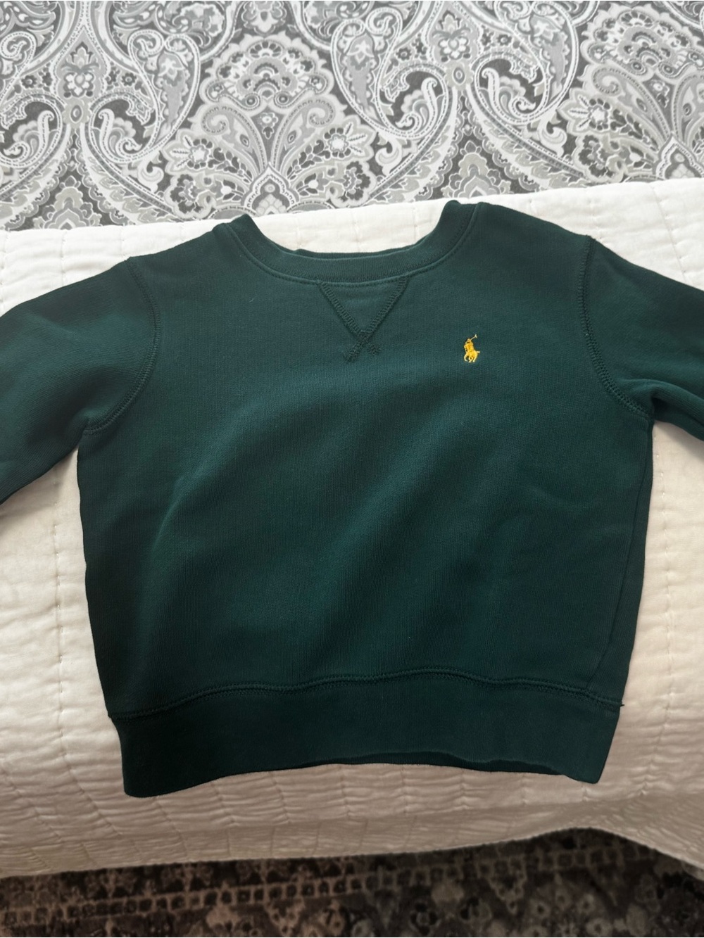 Polo by Ralph Lauren Boys Dark Green Crewneck Sweatshirt with Yellow Pony